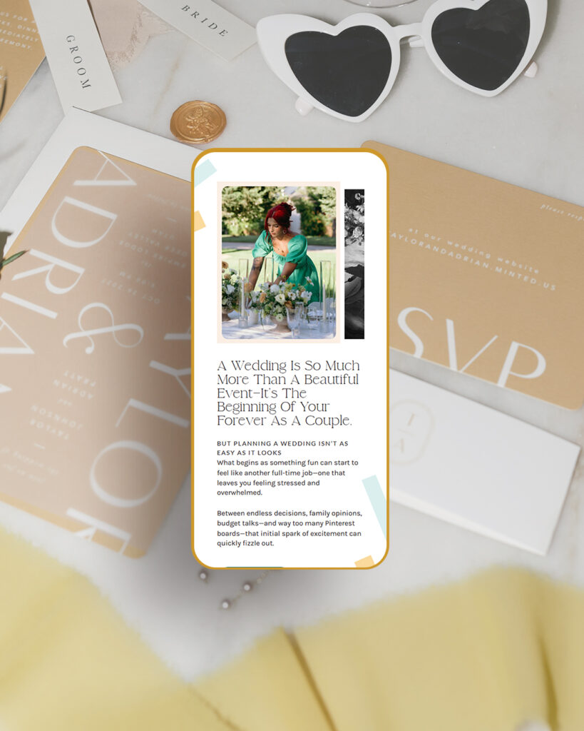 Mobile design for Wedding Planner Website Design