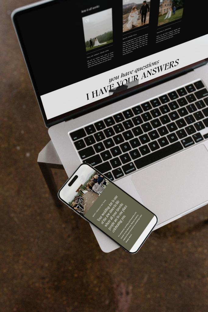 Mockup of Amanda's new website on a laptop and phone device